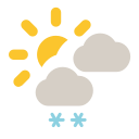 Mostly cloudy with light snow