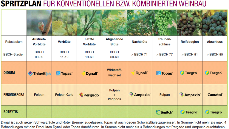 Weinbau Spritzplan